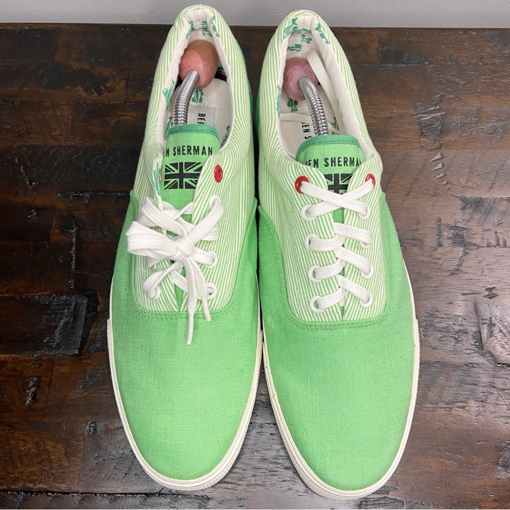 Ben Sherman Green Canvas Sneakers Retro NEW Mens Size 10 - Picture 2 of 9